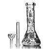 Brilho preto no copo escuro Bong 7.9 ''Tubos de água de vidro Downstem Unqiue Pintura Grosso Dab Rig Heady Bubblers Hookah Acessórios