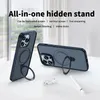 Luxury Metal Lens MacSafe Magnetic Cases Kickstand Case for Magsafe iPhone 13 Pro Max 14 Plus 12 Mini 13Pro 12Pro iPone Mac Safe Cover Support Wireless Charging