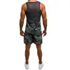 Tute da uomo Summer Suit Camouflage senza maniche Gilet casual Pantaloncini Sport Poliestere Girocollo Stampa Set Top Camicetta T611