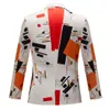 Costumes pour hommes Blazers mode décontracté coupe ajustée Blazer rouge Orange noir motif géométrique imprimé manteau hommes veste 221128