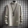 Suéter masculino de inverno de alta qualidade suéter de gola alta grosso pulôver quente casual gola alta tricô masculino jumpers de natal 221129