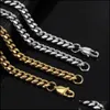 Łańcuchy Hip Hop Cuban Link Naszyjnik 18K Real Gold Stated Stal nierdzewna metal dla mężczyzn 4 mm 6 mm 8 mm Dostawa biżuterii Dhgar2223439