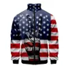 Hommes Vestes USA Drapeau American Stars and Stripes 3D Col montant Hoodies Hommes Femmes Zipper Hoodie Casual Manches Longues Veste Manteau Vêtements 221129