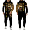 Men's Tracksuits The Lion King 3D Print Zipper Hoodie/Suit Casual Sportwear Two Piece Set Cool Animal Pattern Jacket Pants Tracksuit 221128