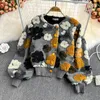 Women's Wool Blends Getspring Women En Coat Retro Plush Flowers Patchwork Outfits Jacket Matchar Kort Outwear Winter Coat for Women 221128