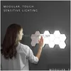 Wall Lamps 16Pcs Touch Sensitive Wall Lamp Hexagonal Quantum Modar Led Night Light Hexagons Creative Decoration For Home Drop Delive Dhsth