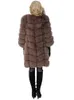 Women s Fur Faux ZADORIN Europe Fashion 90cm Long Trench Coats Coat Women Luxury Splicing Warm Fluffy Jacket Winter Overcoat 221128