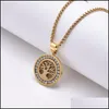 Colliers pendentifs Collier de bijoux de créateur de luxe en acier inoxydable pendentif diamants or rond hommes pendentifs colliers Drop D Dhgarden Dhcle