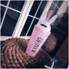 Mugs Great Rabbit Ear Cup Mugs Crushed Ice Cooling Double Cute St Cups Lid Portable Boys And Girls Drinkware 26 K2 Drop Delivery Hom Dho7N