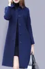 Women's Wool Blends 1pcslot Luxury Style Coat Autumn Winter Mid-Längd Single-Breasted Slim Blended en Overcoat Red Blue Black 221128