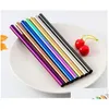 Drinking Straws 4Pcs/Set Stainless Steel Drinking Sts With Package Box Reusable St Smoothie Cleaning Brush 399 J2 Drop Delivery Home Dhlgl