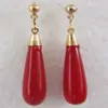 أزياء المجوهرات الساحرة Red Natural Jade Stud Danlge أقراط