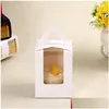 Cupcake Single Cupcake Boxes With Clear Window Handle Portable Aron Box Mousse Cake Snack Paper Package Birthday Party Supply 103 Dr Dhdjh
