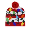 Berets And Ears Christmas Hat Lights Ball Flanging Tree With LED Winter Colorful Knitted Hats Mens Earmuff Cap