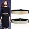 Belts Fashionable And Simple Golden Thin Iron Sheet Elastic Ladies Waist Seal Gold Glitter Accessories Belt With Coat Dress Waistband