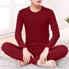 Erkekler 2pcs/Set Erkekler iç çamaşırı üst pantolonlar uçtu astarlı kıvrımlı sabit sıcaklık soğuk geçirmez termal set erkek pijama hombre