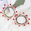 Decorative Flowers 4pcs Artificial Berry Wreath Ring Candle Holder Red Berries For Christmas Garland Ornaments Decor