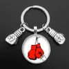 New Sport I Love Boxing Gloves Key Chain Kicking Pendant DIY Keychain Gift Boxings Lovers Keyring