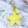 Nyckelringar Creative Pu Leather Tassel Key Ring Cute Bag Pendant Fempointed Star Car Keychains Fashion Charm Keychain Drop Delivery Je Dhoal