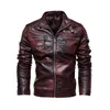 Hommes en cuir Faux moto PU veste hommes marque vêtements hiver polaire manteau mâle col montant décontracté coupe-vent sweat avec fermeture éclair 221128