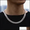 Pendant Necklaces Necklaces 18 Inch 10Mm Sier Setting Iced Out Diamond Hip Hop Cuban Link Chain Miam Dhgarden Dhcdt