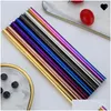 Drinking Straws 12X215Mm 304 Stainless Steel St 7 Colors Straight Milk Tea Reusable Colorf Drinking Bar Tool 97 N2 Drop Delivery Hom Dhvim