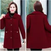 Women's Wool Blends Middle-aged Mothers Faux lamb Coat Autumn Winter Loose Long-sleeve Outerwear Solid Female Jacket Parkas Casual Tops 221128