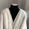 Wo Matakawa Otoño Invierno ropa Mujer visón Cachemira vendaje sólido Vintage grueso abrigos coreano cuello en V dulce Chaqueta Mujer 221129