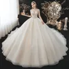 2023 A-Line Wedding Dresses Lace Appliques Beaded crystal Bridal Gowns Formal Long Garden Robe De Marriage Custom Plus Size