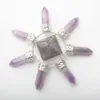 Collane con ciondolo Rosa naturale Quarzo rosa Cristallo trasparente Ametiste 7 Chakra Prisma esagonale Bacchetta magica Torre energetica Reiki Pendolo Guarigione