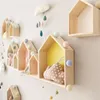 Novelty Items Nordic Wall Shelf Display Hanging Shelving Kid's Room House Shape Shelf Wooden Shadow Cubby Box Storage Natural Shelves Decor 221129