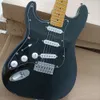 Guitare électrique noire à 6 cordes pour gaucher, avec Pickguard noir, Pickups SSS, manche en érable jaune personnalisable