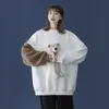 Women's Hoodies Sweatshirts Oversized Hoodie Cartoon Bear Patchwork Long Sleeve Women Sweetshirts Kawaii O-Neck Pullover Couple Sweatshirt Spring/Autumn 221129