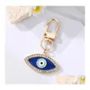 Key Rings Water Drop Heart Blue Evil Eyes Key Rings Keychain Fashion Lucky Turkish Eye Ring Diy Keychains Car Chains Holder Accessor Dhe6T