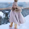 Płaszcz Baby Girl Faux Fur Cloak Winter Toddler Teens Child Princess z kapturem Cape Baby Top Top Warm Kid Ubrania 216Y 221128