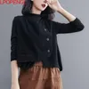 Kvinnors västar Kvinnor Lossa bomull V-hals ärmknapp Solid färg Casual Coat Spring Korean Style Vintage Simple Cozy Top 221128