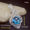 Pendanthalsband GemstoneFactory Jewelry Big Promotion 925 Silver Sparkle London Blue Topaz Women Mom Gifts Halsband 20223578