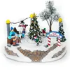 Noel Dekorasyonları Kış Noel Köyü Koleksiyonu Dekorasyon Aydınlatılmış Animasyonlu Işıklı Müzikal Merkez Ağaç Hareketli Buz Paten Pisti 221128