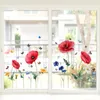 Fönster klistermärken röd blomma glas dörr statisk klistermärke fjärilsfiler vardagsrum sovrum badrum hem dekoration vägg modern dekal