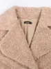 女性の毛皮のフェイクネラッツリ冬冬の長い大きさの濃い暖かい毛羽立ったふわふわソフトコート女性ポケットラペルラグジュアリーデザイナーryオーバーコート221128