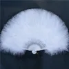 Decorative Objects Figurines White Hand Fan Ladies Folding Feather Fans Home Decor Handmade Dance Wedding Party Accessories Crafts Gifts 221129