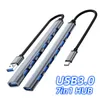 USB C Hub 7 in 1 voor MacBook Samsung Type C 3.0 Laptop-kabeladapter 4 in 1 USB Hub Cable Splitter USB-C-converter