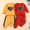 Nouveaux enfants bébé filles vêtements ensemble automne hiver enfants léopard survêtements à manches longues sweats à capuche pantalons infantile enfant en bas âge tenues