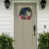 Decorative Flowers Patriotic Red White Blue Star Burlap Bow Wreath Independence Day Wreaths Door Wall Decorations All Seasons Garland For