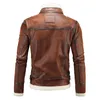 Men's Leather Faux High quality Fur Strip Sewed Toghter Men leather jackets Autumn Winter Stand Collar Casual motorcycle coat 221128