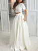 Robe de mariée de plage deux pièces, manches courtes, appliques, mode spéciale, manches quart, poche perlée faite à la main, deux pièces