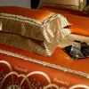 寝具セット豪華なゴールドホースレースエッジ刺繍セット竹繊維コットンソフトフィルキルトカバーベッドシート枕カバー221129