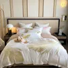 Bedding sets Chic Feathers Embroidery Duvet Cover Set Golden Pink Bird 1000TC Egyptian Cotton with Bed Sheet 2Pillowcase 221129