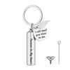 Keychains U2JF Vintage Cylinder Cremation Keychain DIY Pendant For Human/Pet Ashes Angel Wing Urn Memorial Jewelry Gift