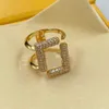 Vrouwen luxe ontwerper ringen Diamond F Letter Ring -opdrachten voor Lady Love Ring Designers Sieraden Geschenken FRN2 --01